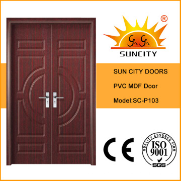 Diseño de puerta MDF de puerta frontal de doble hoja (SC-P103)